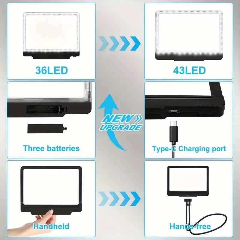LED Magnifying Glass with Stand - 5x Zoom, USB Rechargeable Reading Aid