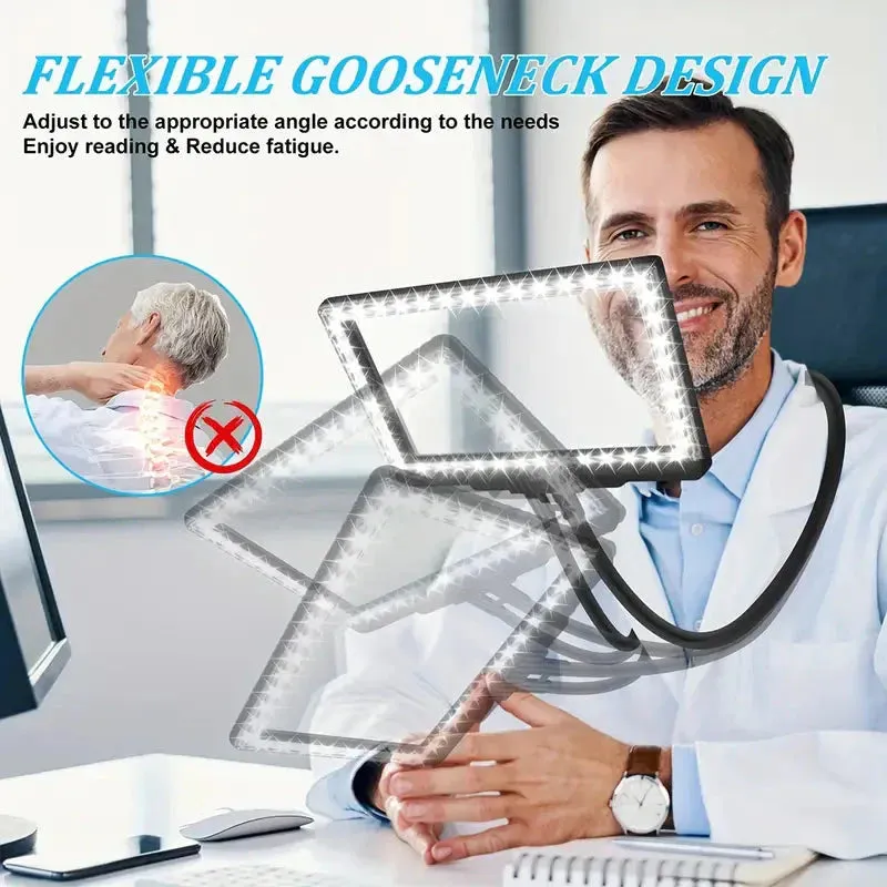 LED Magnifying Glass with Stand - 5x Zoom, USB Rechargeable Reading Aid