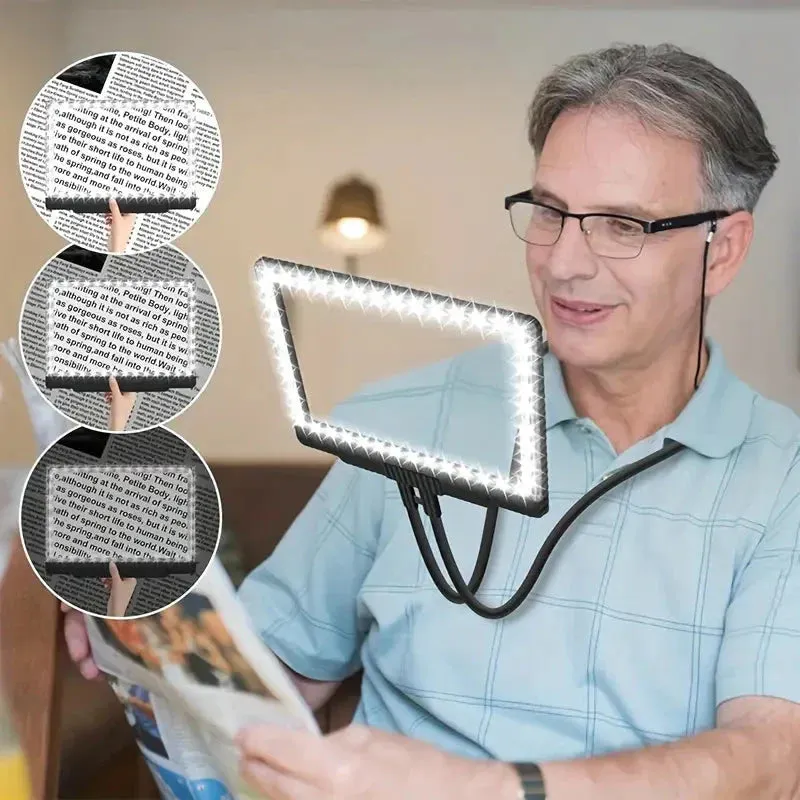 LED Magnifying Glass with Stand - 5x Zoom, USB Rechargeable Reading Aid