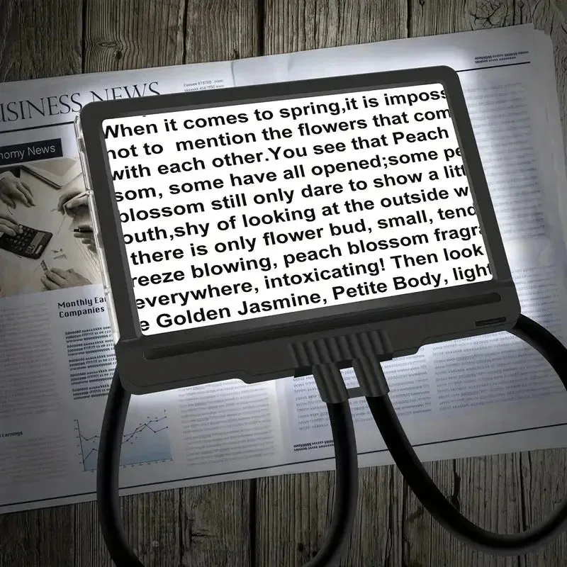LED Magnifying Glass with Stand - 5x Zoom, USB Rechargeable Reading Aid