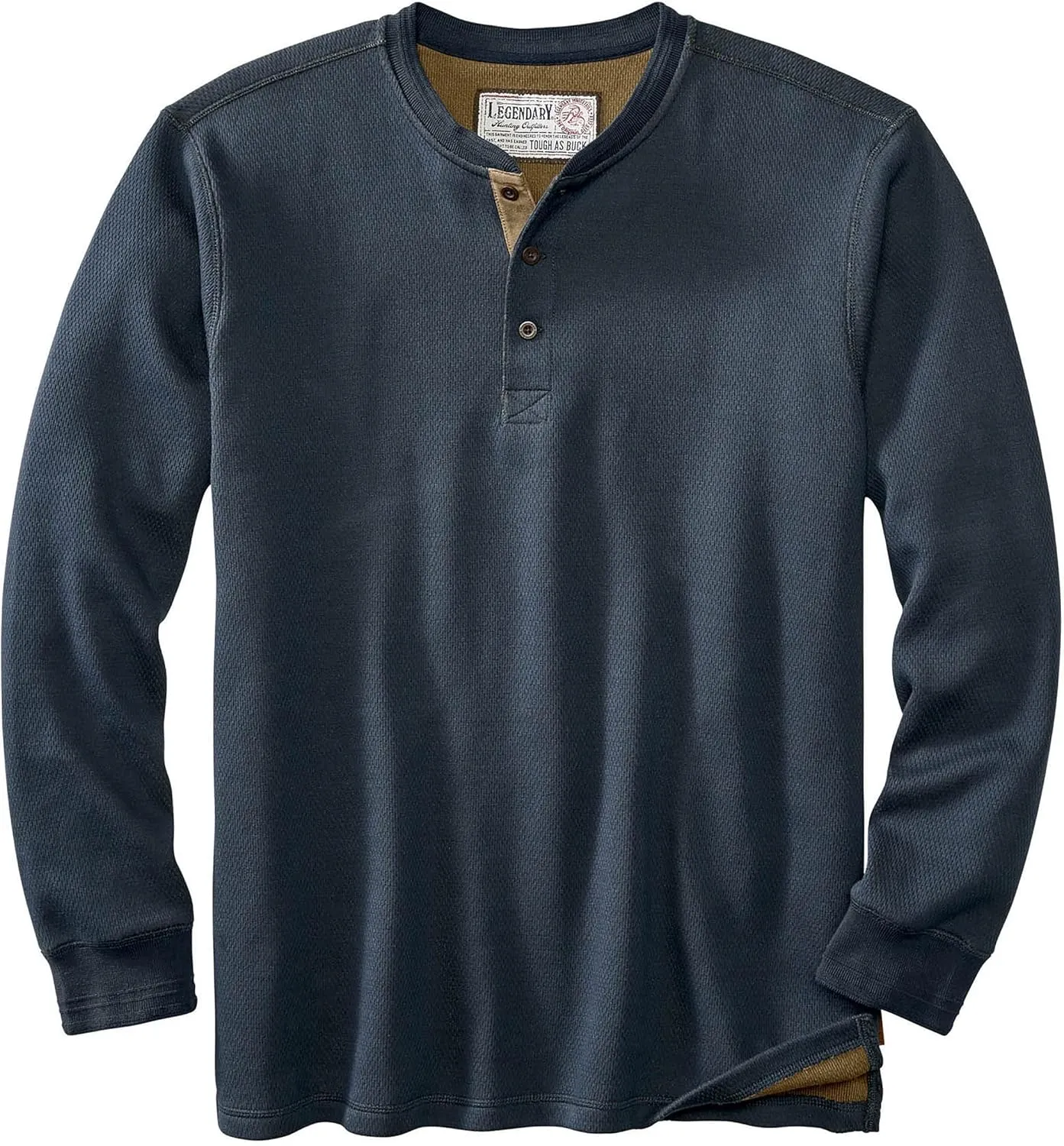 Legendary Whitetails Men's Tough as Buck Double Layer Thermal Henley Shirt-Casual Long Sleeve Waffle Knit Regular Fit