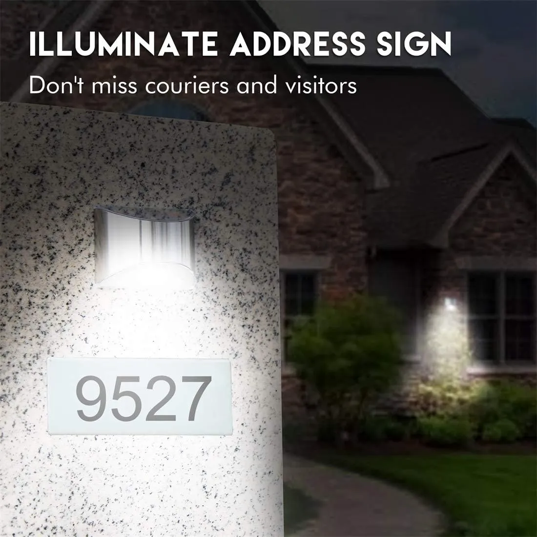 LeiDrail Solar Step Lights Outdoor Deck Fence Stair Cold White Sun Powered LED Illuminated Landscape Lighting Waterproof for House Yard Garden Post Silver - 4 Pack