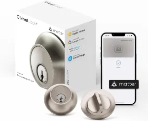 Level Lock  (Matter) Smart Lock - World's Smallest, Most Advanced Matter-Over-Thread Deadbolt Plus Apple Home Key - Keyless and Remote Access via Apple, Alexa, Google Home, SmartThings (Satin Nickel)