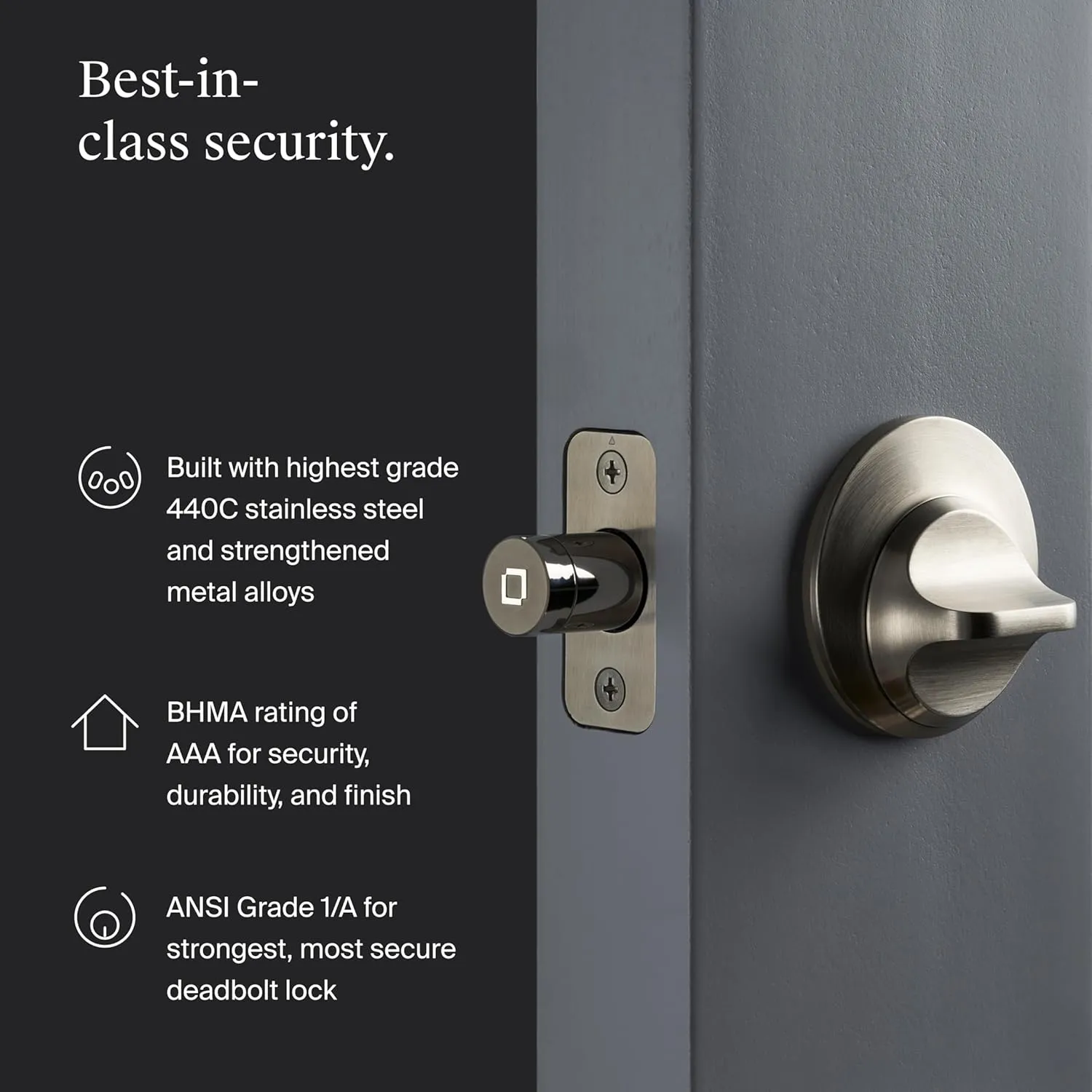Level Lock  (Matter) Smart Lock - World's Smallest, Most Advanced Matter-Over-Thread Deadbolt Plus Apple Home Key - Keyless and Remote Access via Apple, Alexa, Google Home, SmartThings (Satin Nickel)