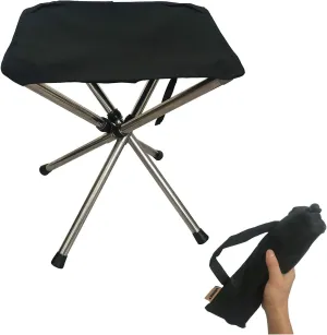 LIBOSULV Folding Camping Stool, Compact Chair, Super Compact, for Travel, Hiking, Camping, Gathering, Barbecue, with Carry Bag, Storage Size 12.99"x2.56"x2.56"