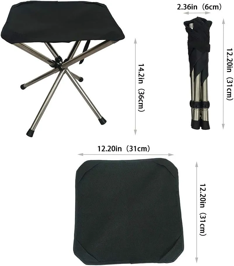 LIBOSULV Folding Camping Stool, Compact Chair, Super Compact, for Travel, Hiking, Camping, Gathering, Barbecue, with Carry Bag, Storage Size 12.99"x2.56"x2.56"
