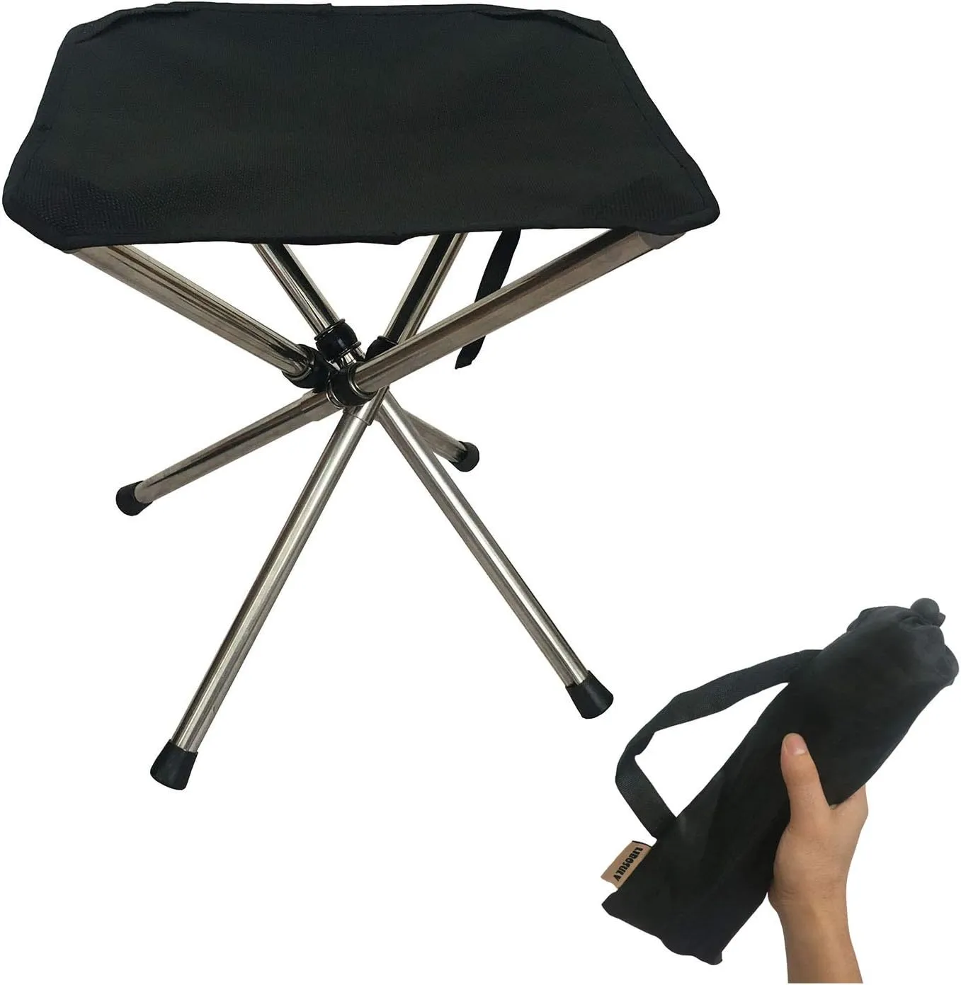 LIBOSULV Folding Camping Stool, Compact Chair, Super Compact, for Travel, Hiking, Camping, Gathering, Barbecue, with Carry Bag, Storage Size 12.99"x2.56"x2.56"