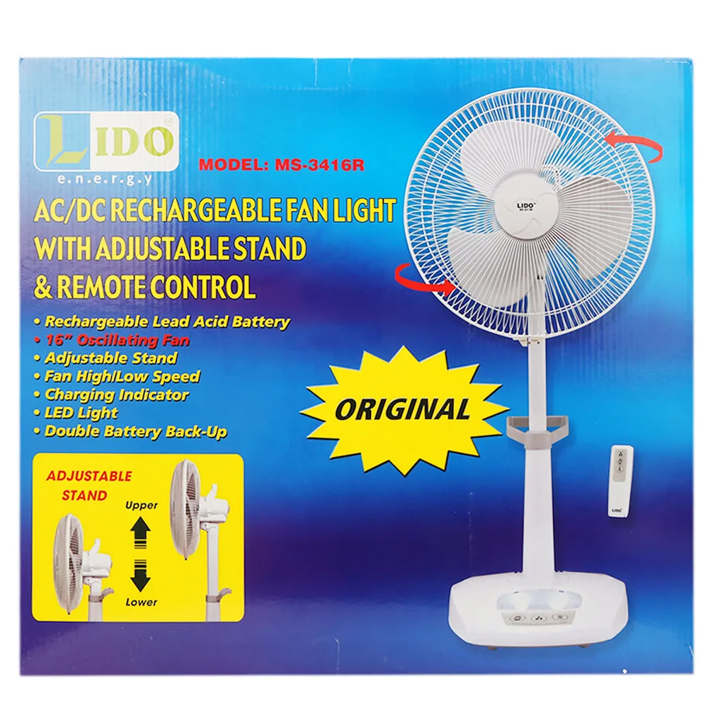 Lido Rechargeable Fan With Remote 16" - Ms-3416