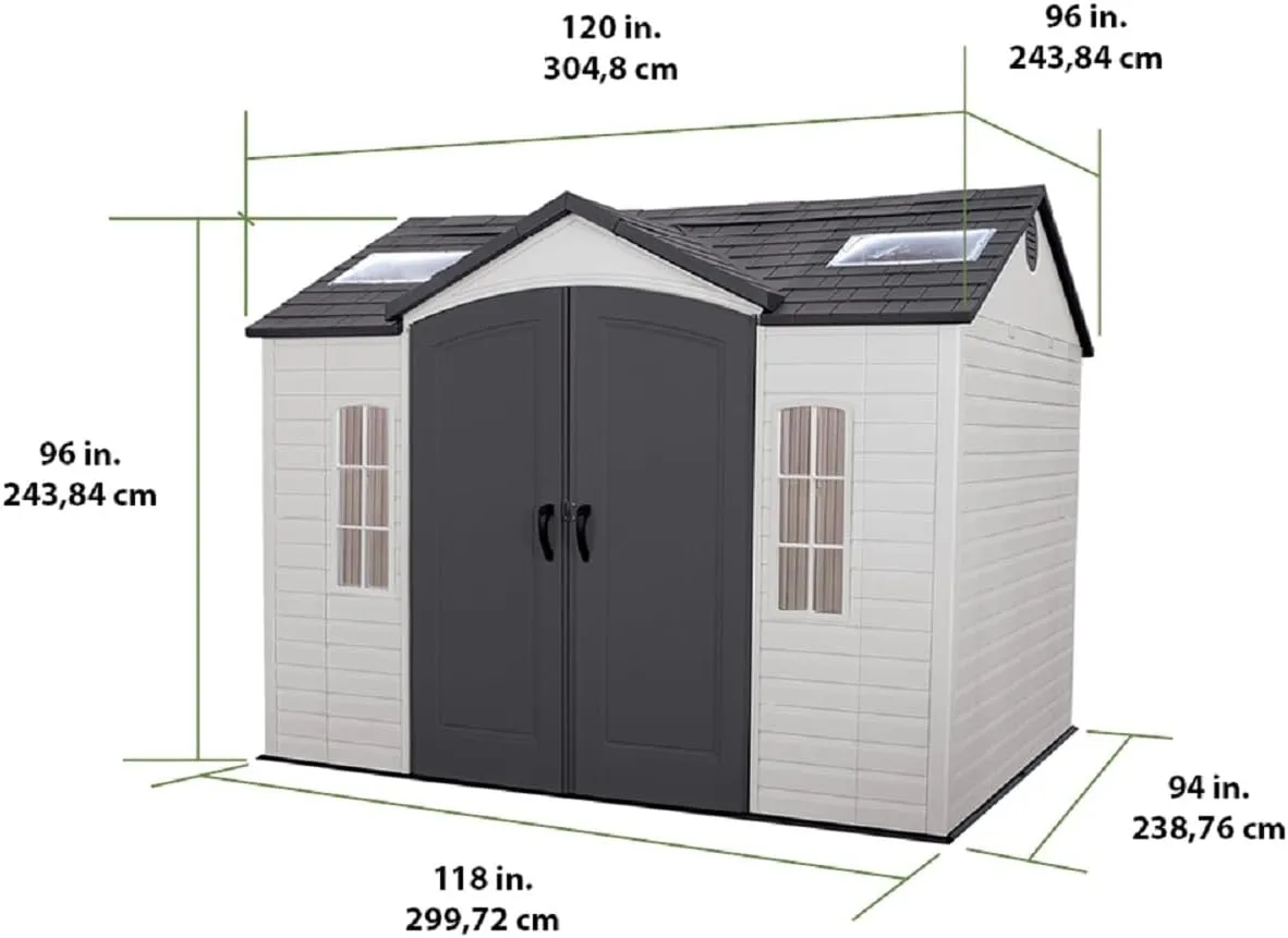 Lifetime 60005 Outdoor Storage Shed with Windows, Skylights and Shelving, 10 x 8 Feet