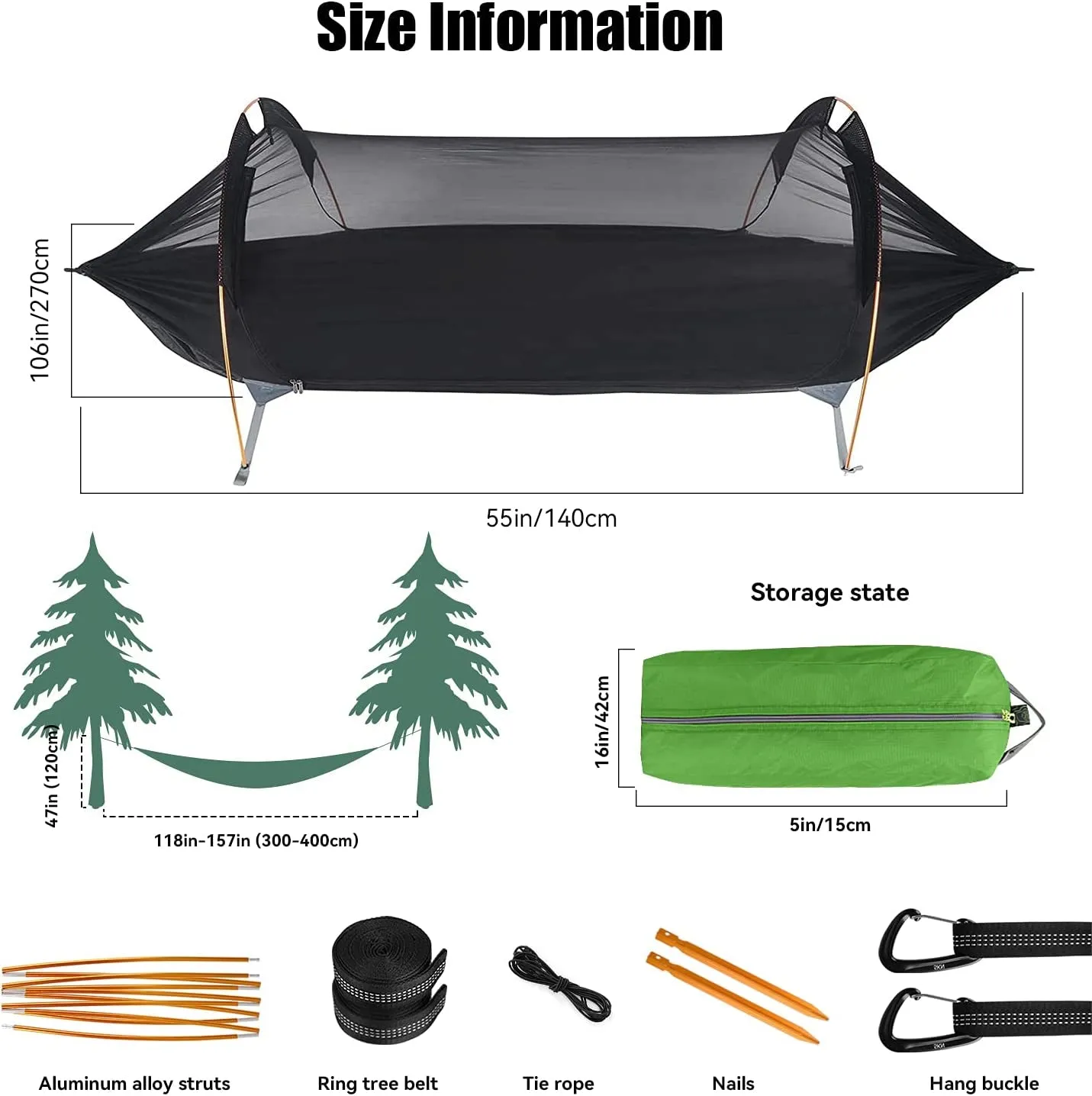 Lightweight Camping Hammock with Mosquito Net & Rainfly