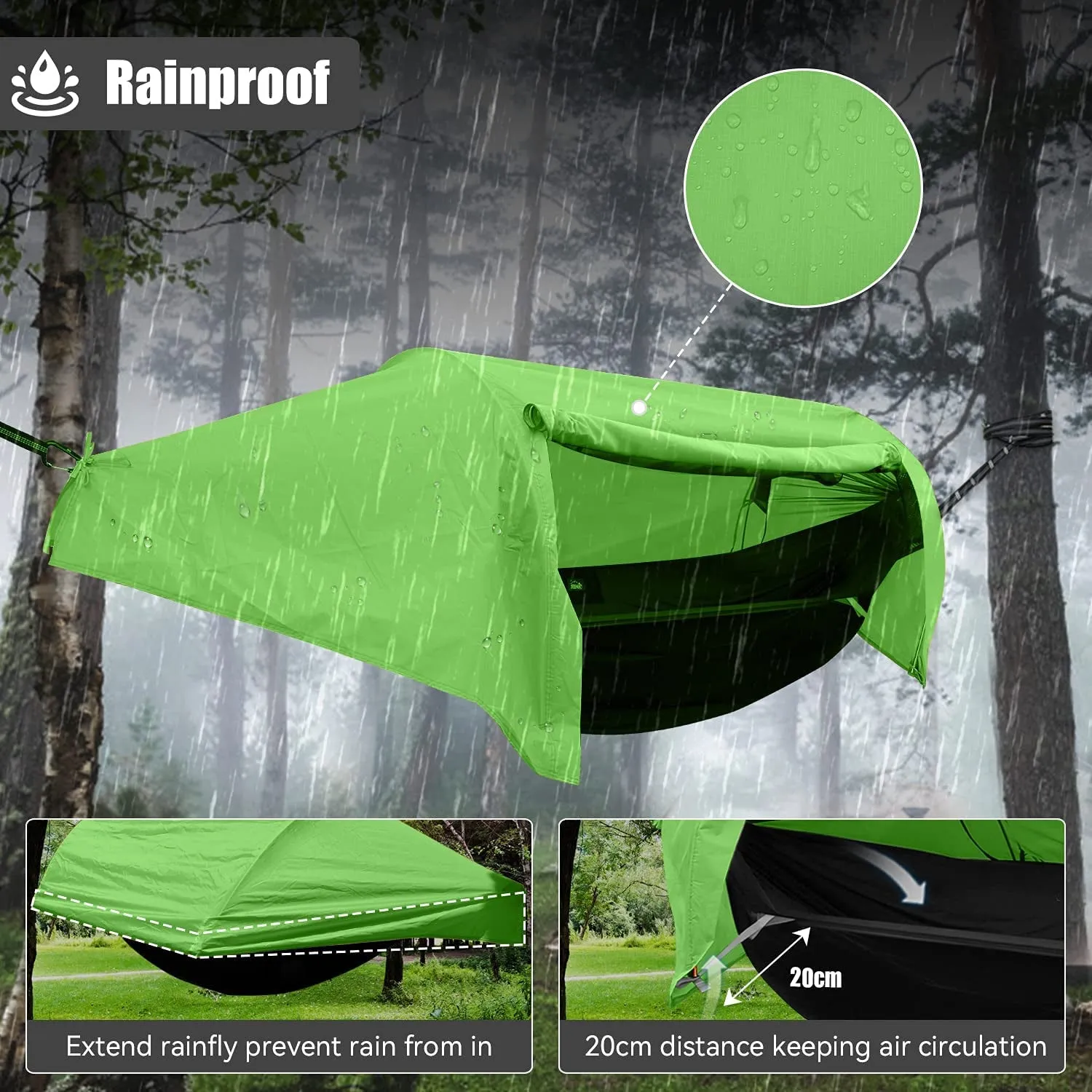 Lightweight Camping Hammock with Mosquito Net & Rainfly