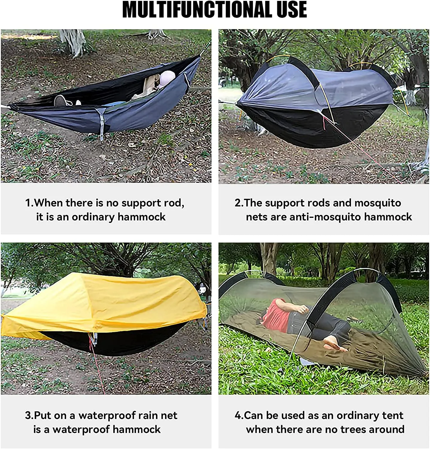 Lightweight Camping Hammock with Mosquito Net & Rainfly
