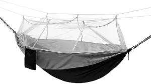 Lightweight Double Camping Hammock with Mosquito Net - Outdoor Portable Nylon Hanging Tent for Two(Grey Black)