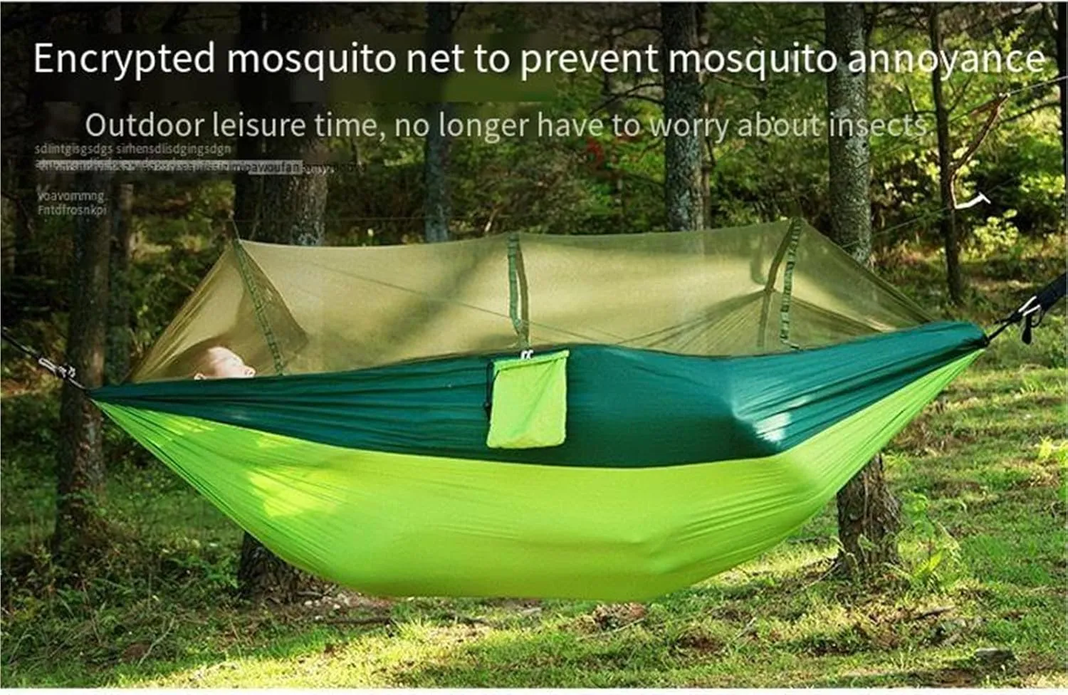 Lightweight Double Camping Hammock with Mosquito Net - Outdoor Portable Nylon Hanging Tent for Two(Red Black)