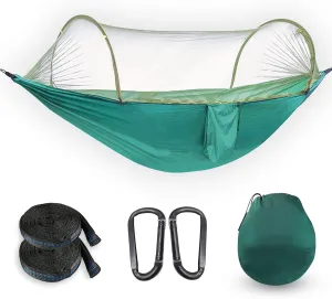 Lightweight Portable Hammock with Tree Straps - Nylon Parachute Hammock with Mosquito Net for 2 Person, Outdoor Backpacking, Hiking, Backyard
