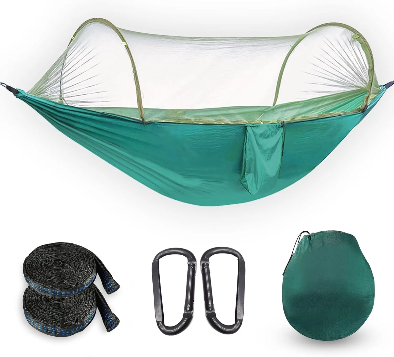 Lightweight Portable Hammock with Tree Straps - Nylon Parachute Hammock with Mosquito Net for 2 Person, Outdoor Backpacking, Hiking, Backyard