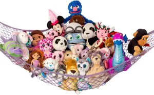 Lilly's Love Stuffed Animal Hammock | Corner Hanging Organizer, Stuffed Animal Storage | Easy to Hang Plushie Net w/Included Anchors & Hooks | Room & Bedroom Decor (Pastel Purple)