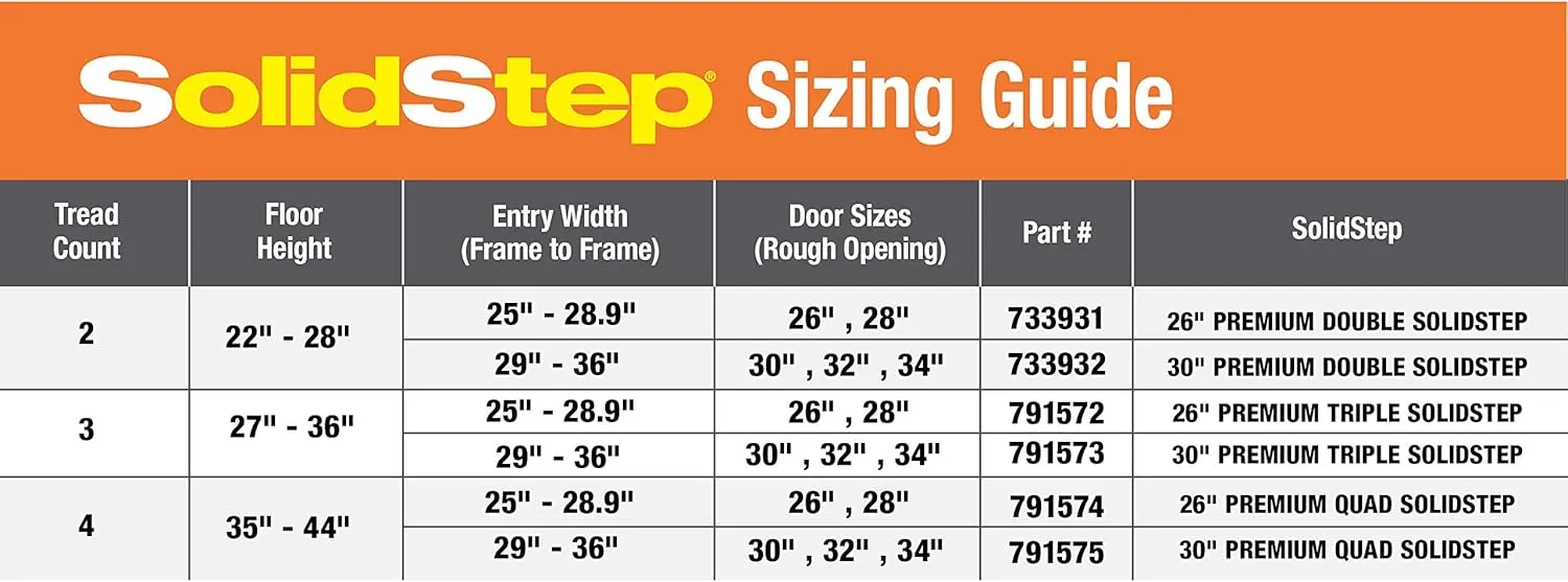 Lippert Components - 791572 Solid Step Triple Step for RV and Travel Trailer Entry Doorway Black 26-inch