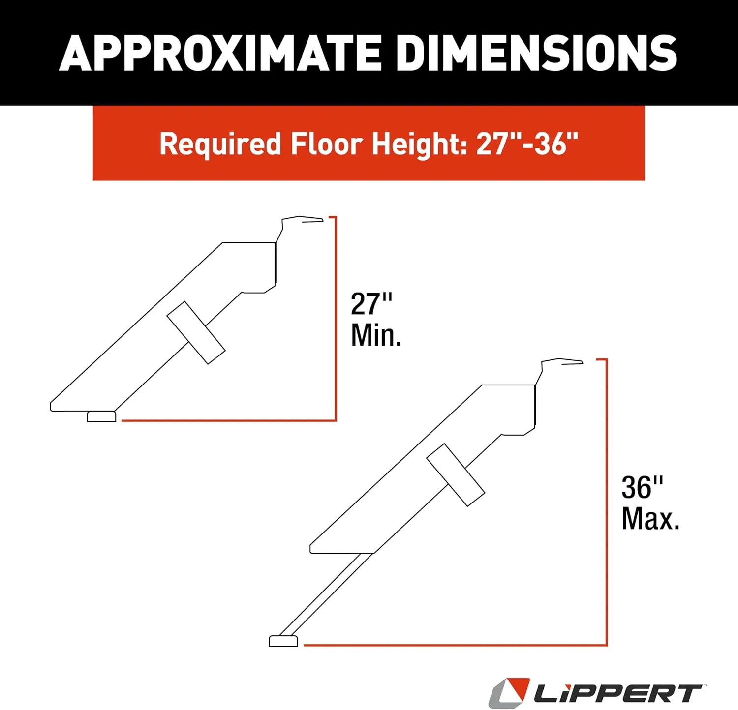 Lippert Components - 791572 Solid Step Triple Step for RV and Travel Trailer Entry Doorway Black 26-inch