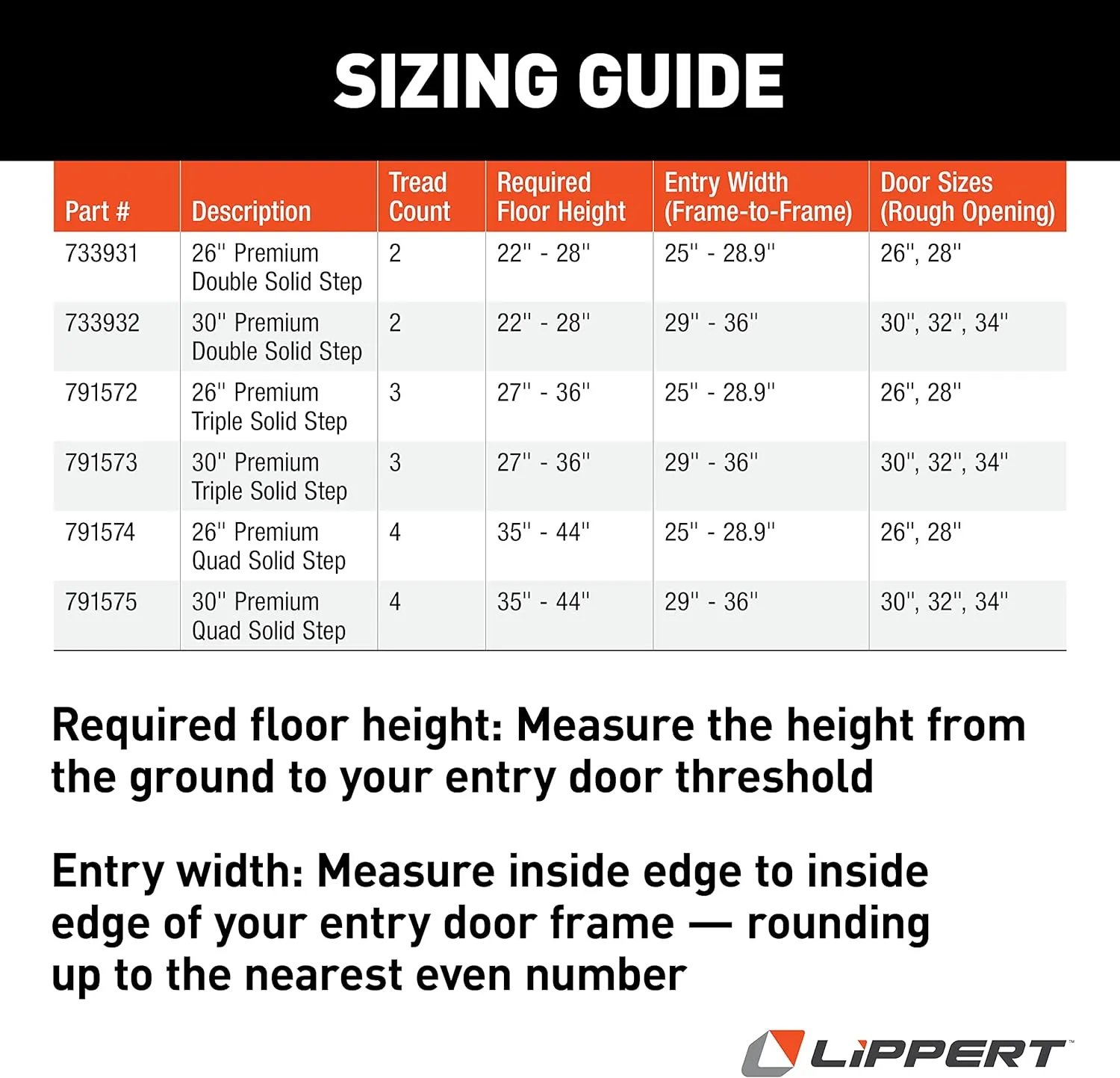 Lippert Components - 791572 Solid Step Triple Step for RV and Travel Trailer Entry Doorway Black 26-inch