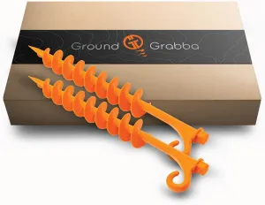 Lite Orange Tent Stakes - Tent Stakes for Sand | Screw in Earth Ground Anchors for Maximum Grip and Longevity in Soft Surfaces - 2 Pack
