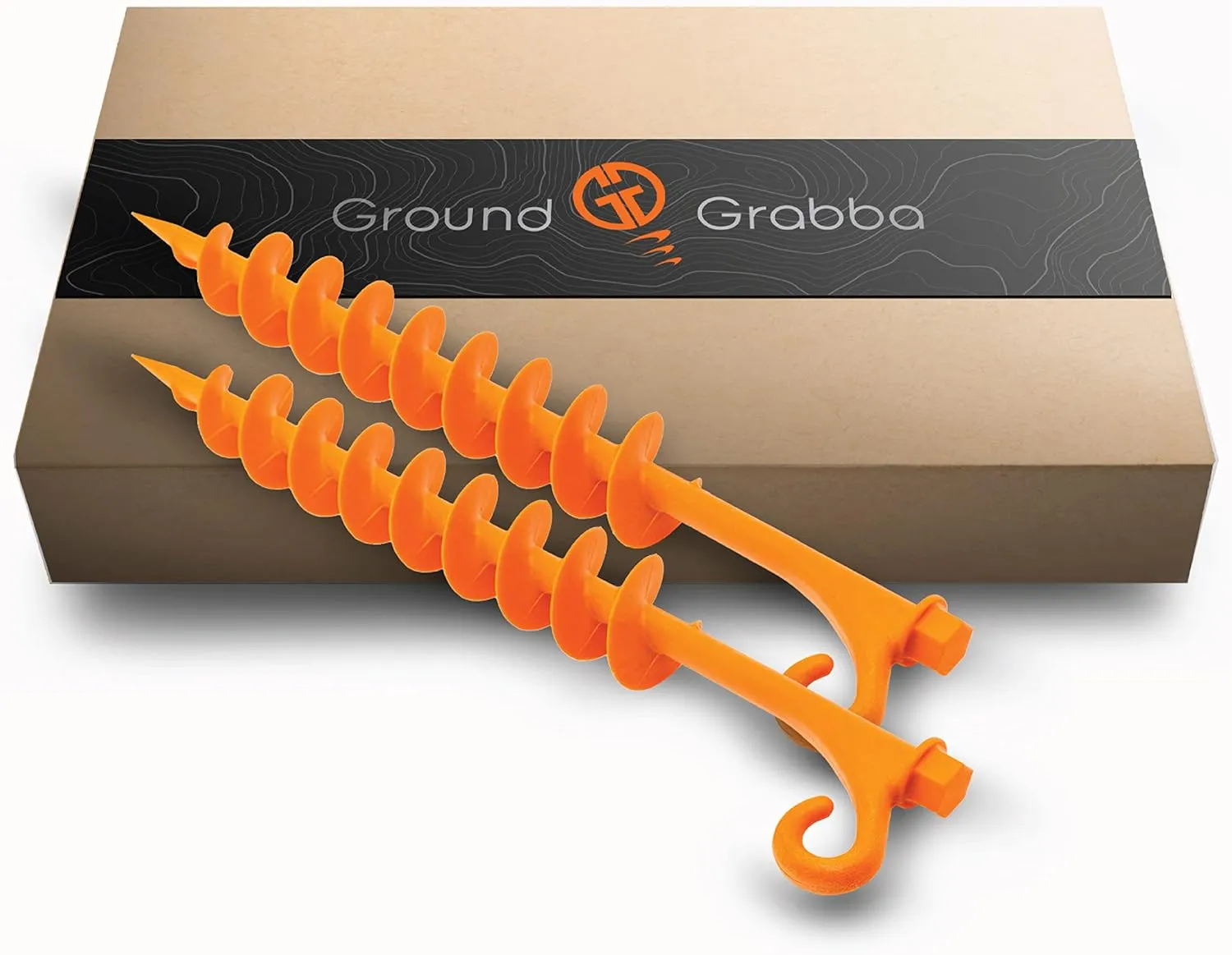 Lite Orange Tent Stakes - Tent Stakes for Sand | Screw in Earth Ground Anchors for Maximum Grip and Longevity in Soft Surfaces - 2 Pack