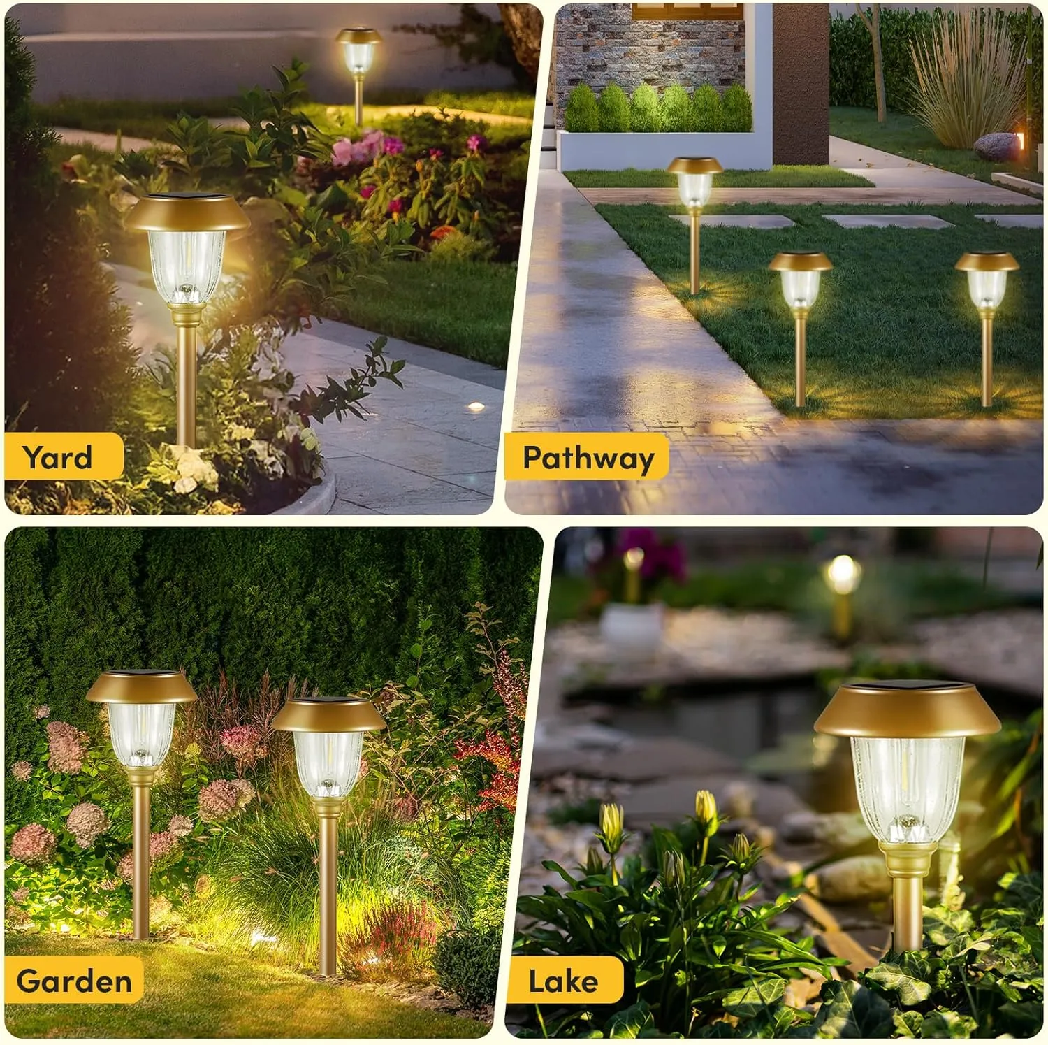 MAGGIFT Solar Pathway Lights Outdoor Waterproof 6 Pack 25 Lumen, Stainless Steel & Glass Solar Garden Lights, Auto On/Off Solar Landscape Lights for Yard Driveway, Walkway, Bright Warm White, Bronze