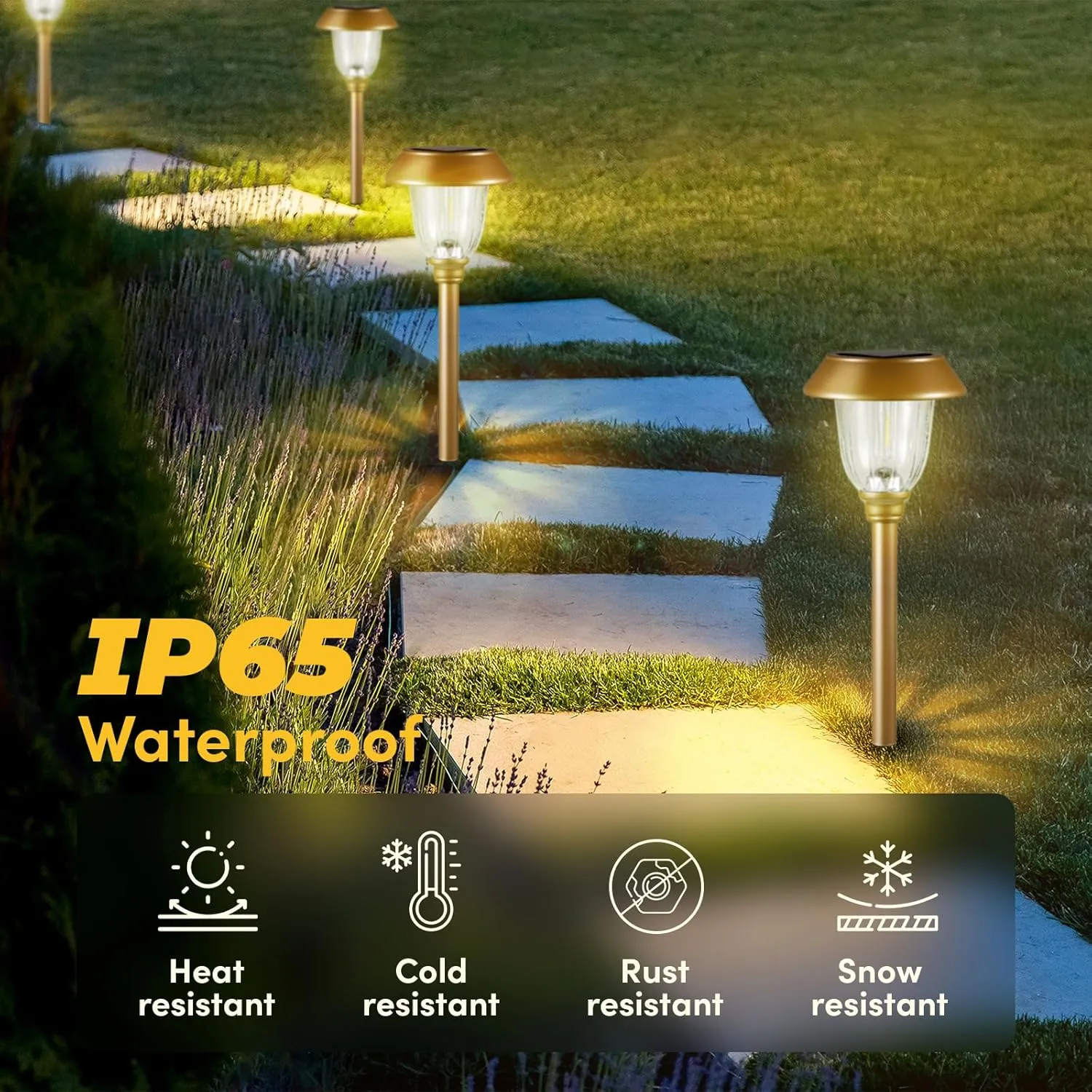 MAGGIFT Solar Pathway Lights Outdoor Waterproof 6 Pack 25 Lumen, Stainless Steel & Glass Solar Garden Lights, Auto On/Off Solar Landscape Lights for Yard Driveway, Walkway, Bright Warm White, Bronze