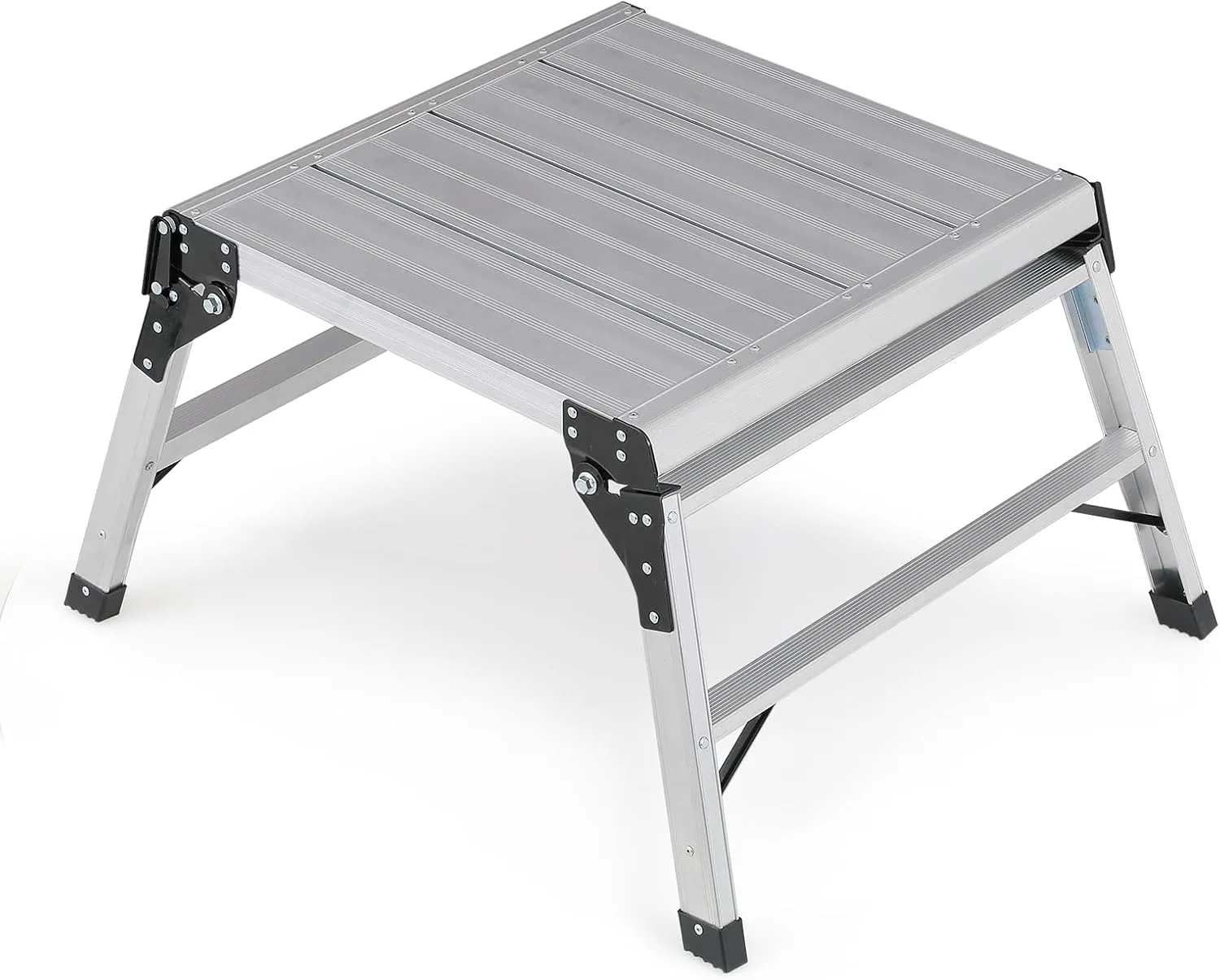 Magshion Folding Work Platform Aluminum Lightweight Step Ladder Anti-Slip Step Stool Load UP to 330 lbs, 28" D x 34" W x 18" H
