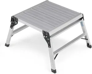 Magshion Folding Work Platform Aluminum Lightweight Step Ladder Anti-Slip Step Stool Load UP to 330 lbs, 28" D x 34" W x 18" H
