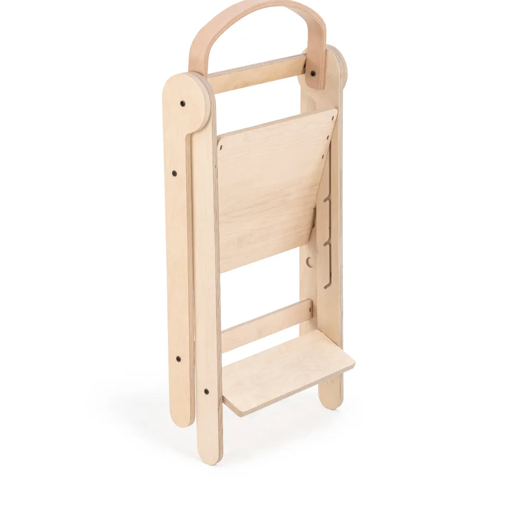 MamaToyz Folding Learning Tower Natural Beech Wood Montessori Child Safety Platform