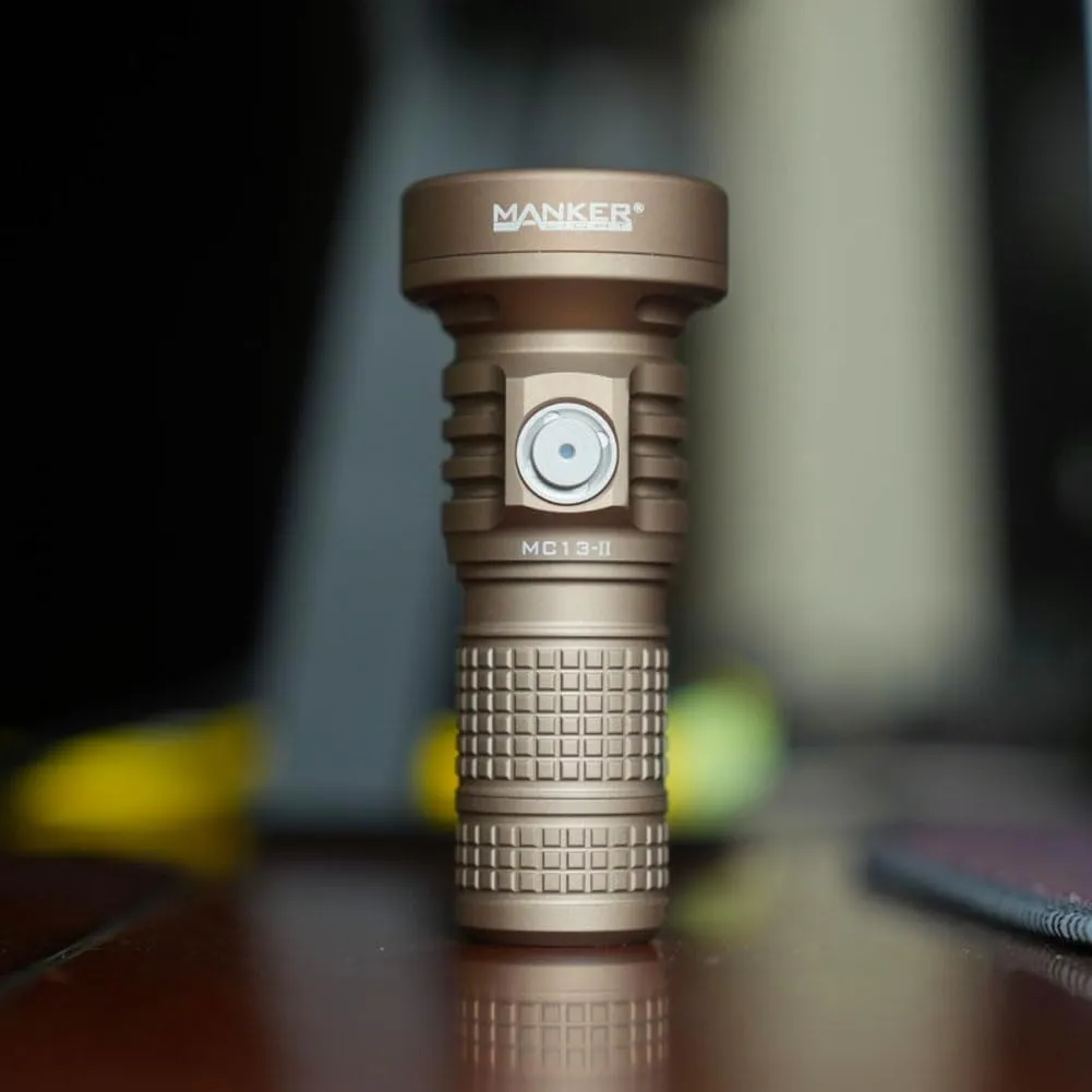 MANKER MC13 II (High-end Version, with Extender Tube) Rechargeable Adjustable Body Compact Flashlight, SBT90.2 LED 4500 Lumen 665m Beam Distance (Excluded Battery) (Sand)