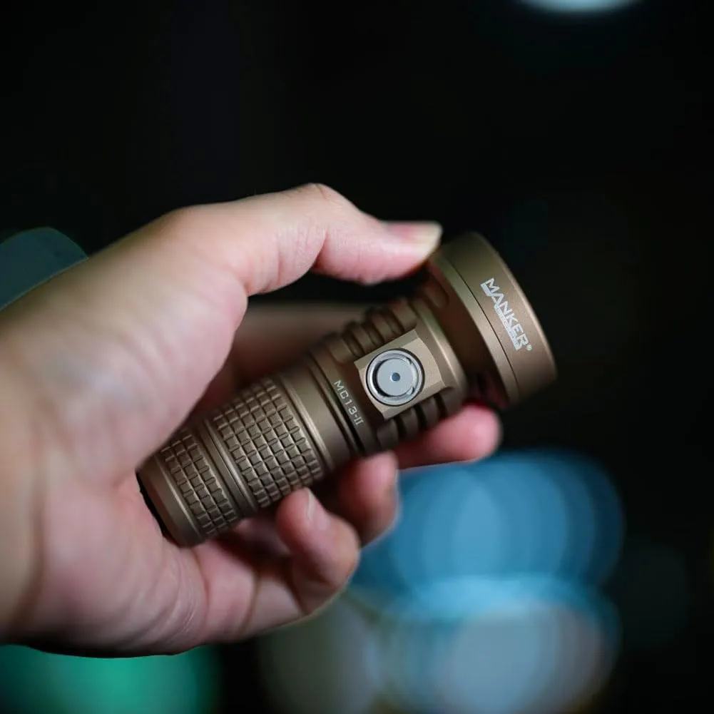 MANKER MC13 II (High-end Version, with Extender Tube) Rechargeable Adjustable Body Compact Flashlight, SBT90.2 LED 4500 Lumen 665m Beam Distance (Excluded Battery) (Sand)
