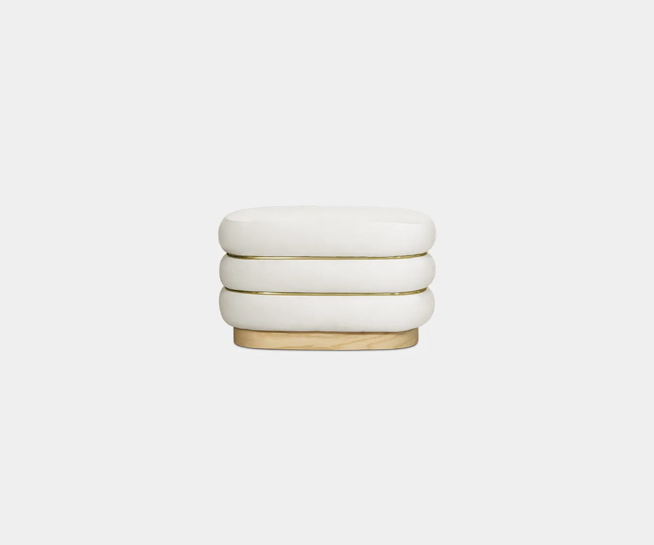 Marlowe Cream Velvet Accent Stool: Modern Design & Polished Brass