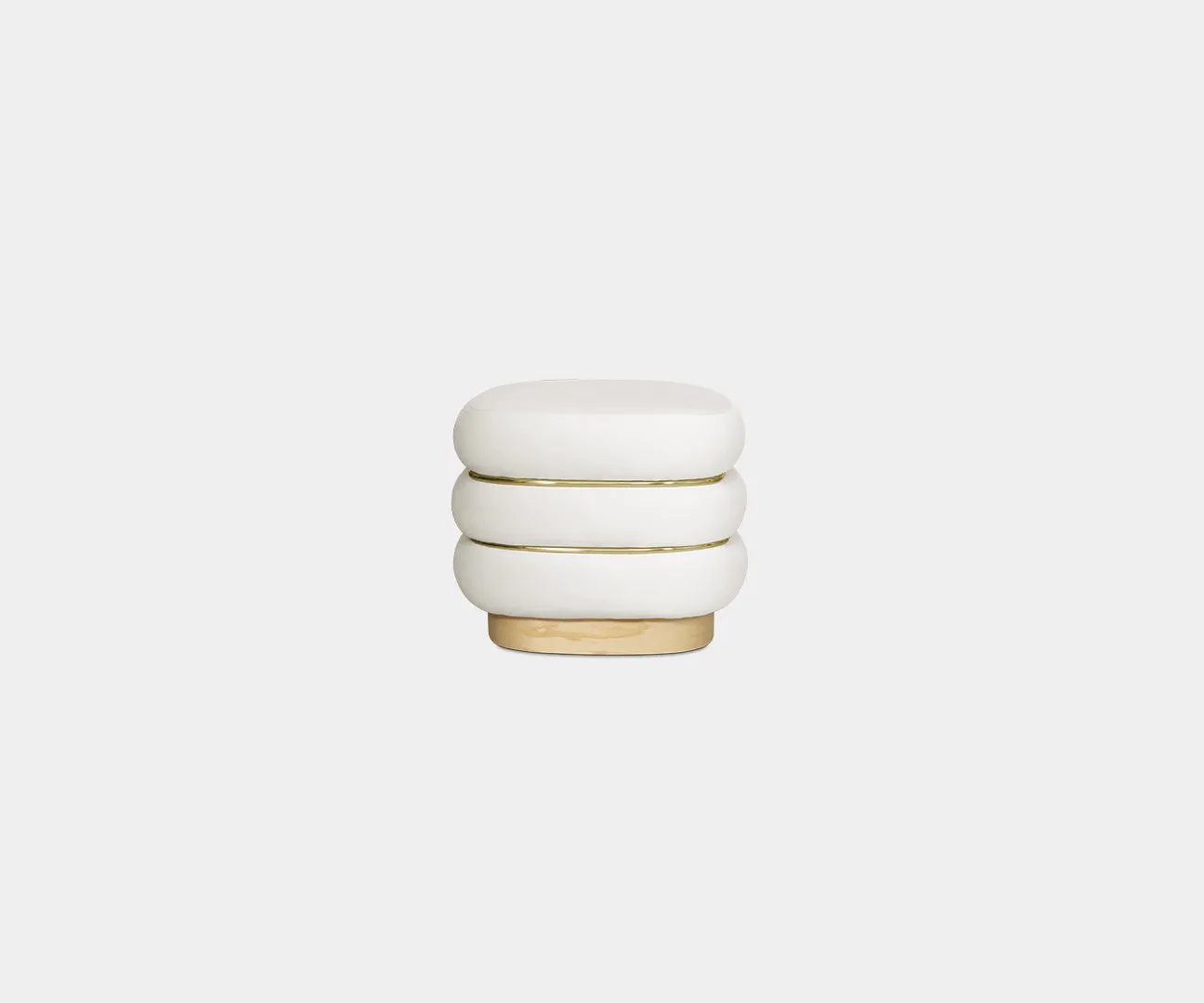Marlowe Cream Velvet Accent Stool: Modern Design & Polished Brass