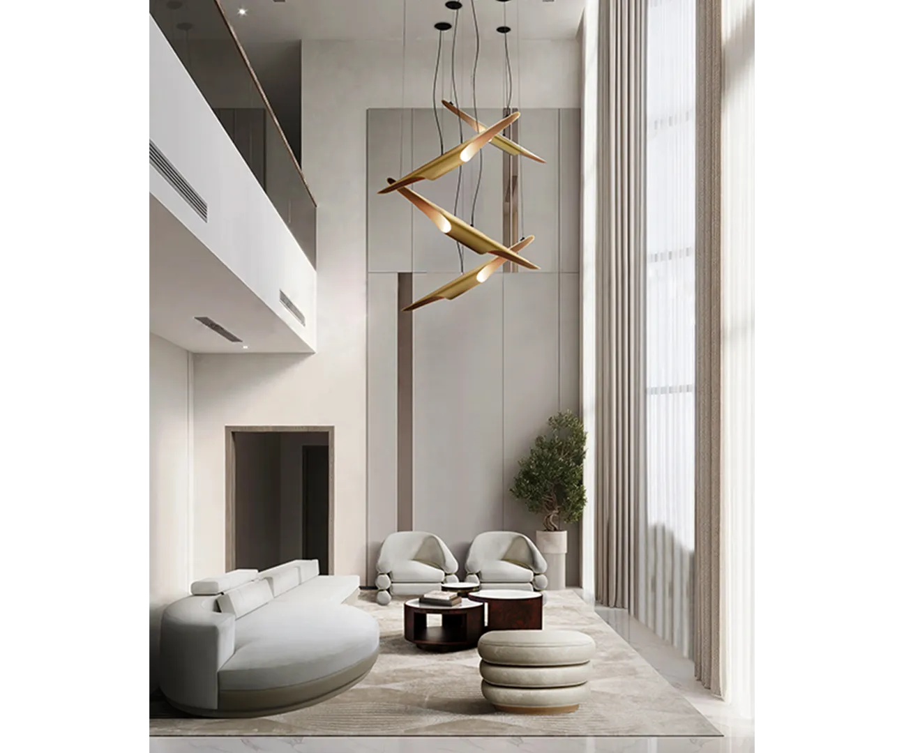 Marlowe Cream Velvet Accent Stool: Modern Design & Polished Brass