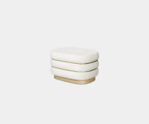 Marlowe Cream Velvet Accent Stool: Modern Design & Polished Brass