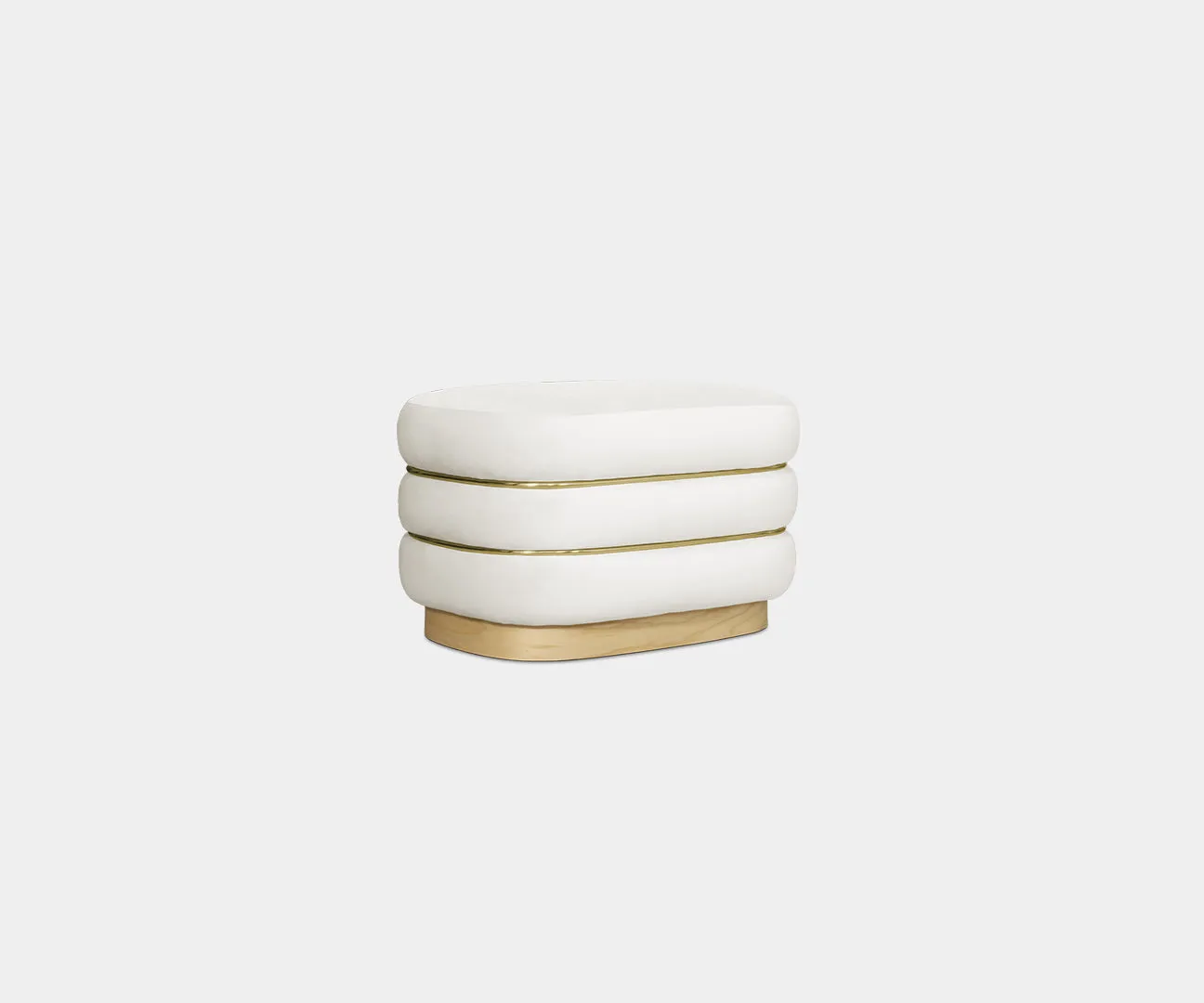 Marlowe Cream Velvet Accent Stool: Modern Design & Polished Brass