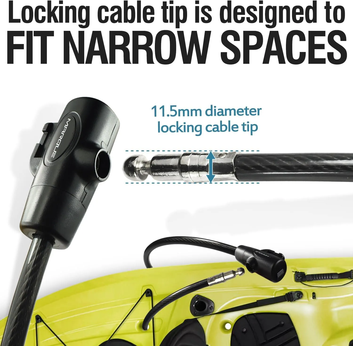 MARQUE Bike Lock with Key – 3/8” (4Ft, 7Ft, 15Ft, 25Ft) Straight Cable Locks with Keys, Anti-Theft Security Cable for Bicycles, Scooters, Kayaks, Paddle Boards, Gates