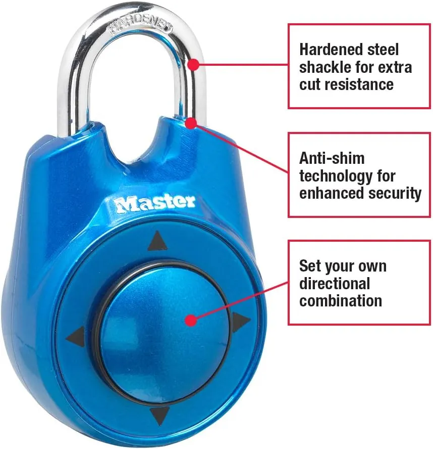Master Lock 1500iD Set Your Own Directional Combination Padlock, Blue