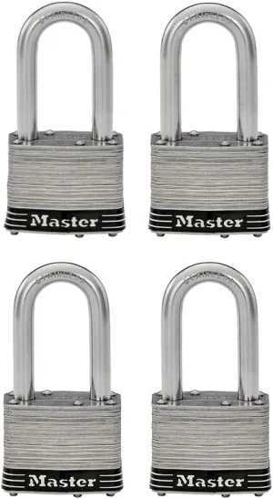 Master Lock 1SSQLF Stainless Steel Outdoor Padlock with Key, 4 Pack Keyed-Alike, Silver