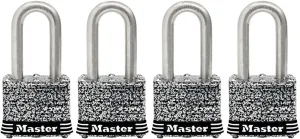 Master Lock 3SSQLF Stainless Steel Outdoor Padlock with Key, 4 Pack Keyed-Alike, Silver