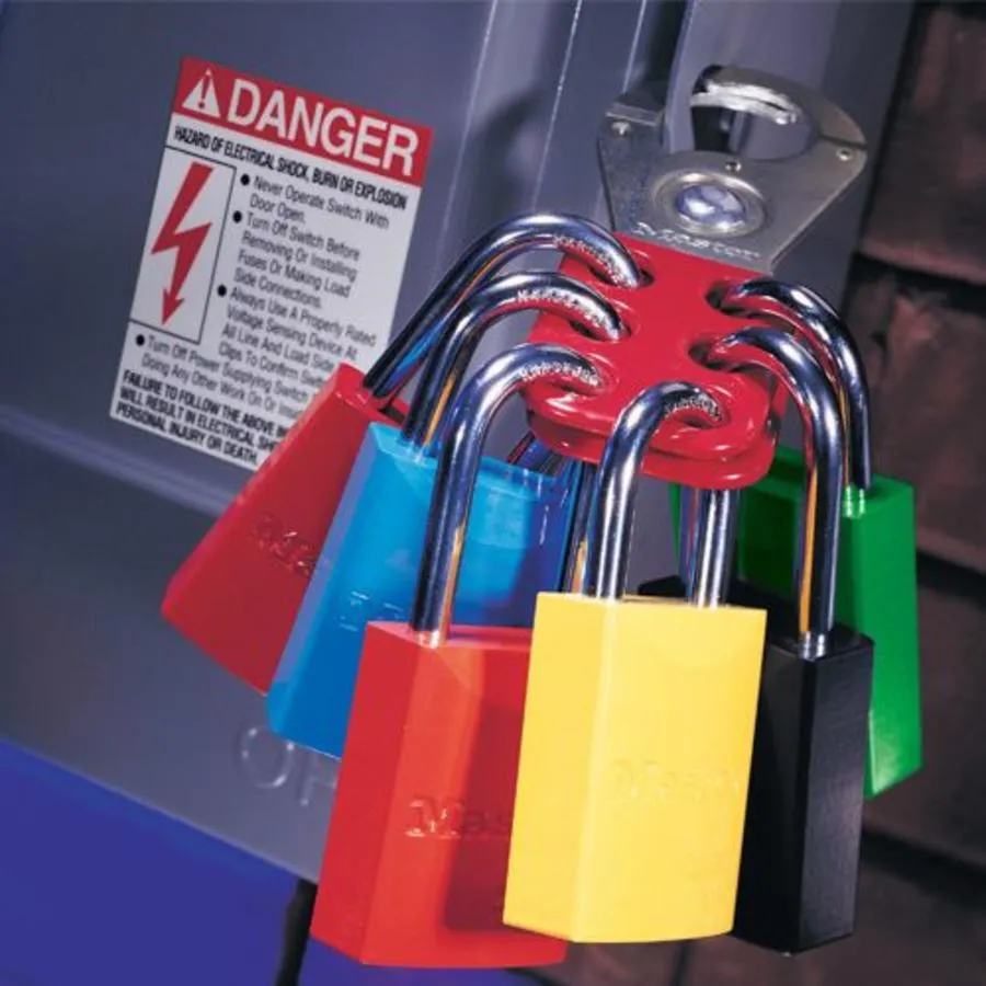 Master Lock 420 Safety Hasp Steel 25mm Jaws Red Vinyl