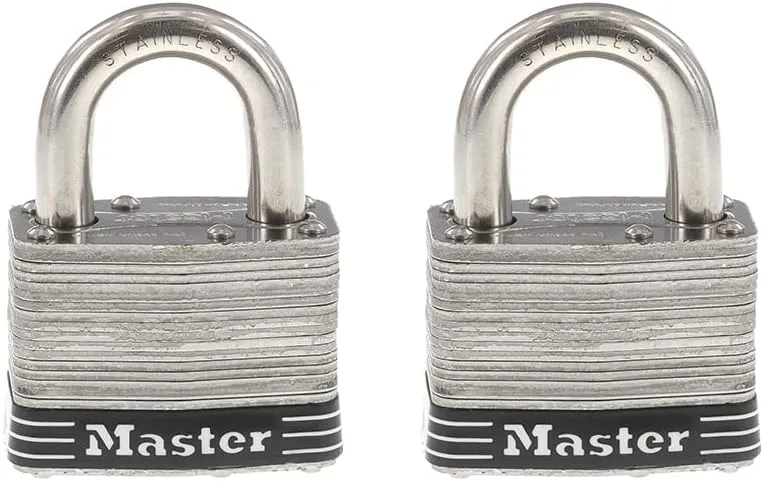 Master Lock 5SST Stainless Steel Outdoor Padlock with Key, 2 Pack Keyed-Alike
