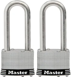 Master Lock 5SSTLJ Stainless Steel Outdoor Padlock with Key, 2 Pack Keyed-Alike, Silver
