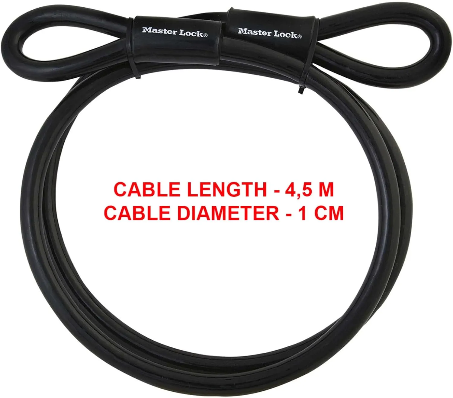 Master Lock 72DPF Steel Cable with Looped Ends, 15 ft. Long, 1 Pack, Black