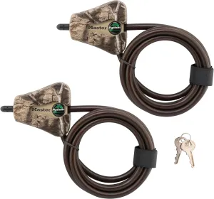 Master Lock Cable Lock, Python Adjustable Keyed Cable Lock, 6 ft. Long Cable, 2 Pack Mossy Oak Country DNA Camouflage
