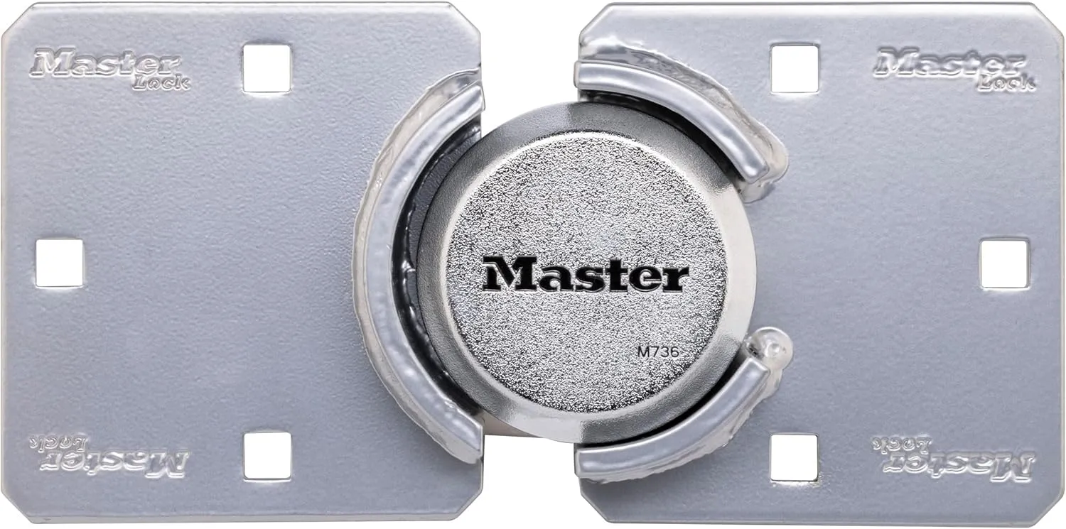 Master Lock Chrome Puck Lock, Heavy Duty Hidden Shackle Lock and Hasp, Solid Steel Lock for Trucks, Trailers, or Vans, M736XKAD