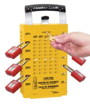 Master Lock Latch Tight Lock Box, 3 1/2 in L x 12 3/4 in H x 6 3/8 in W, Steel, Yellow, 503YLW