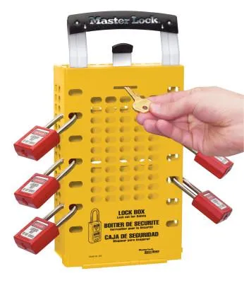 Master Lock Latch Tight Lock Box, 3 1/2 in L x 12 3/4 in H x 6 3/8 in W, Steel, Yellow, 503YLW